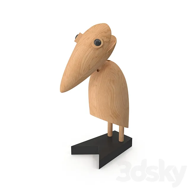 Wood Figurine Marabou 3DModel