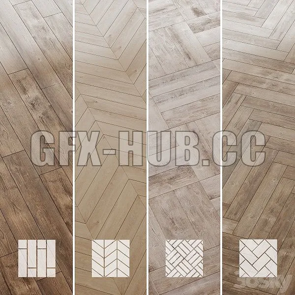 Wood Floor Pine Oak Set 3 3D Model