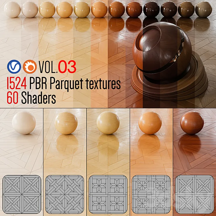 Wood Floor Set 03 3D Model Free