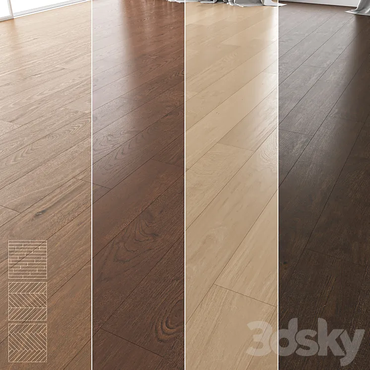 Wood Floor Set 06 3D Model Free
