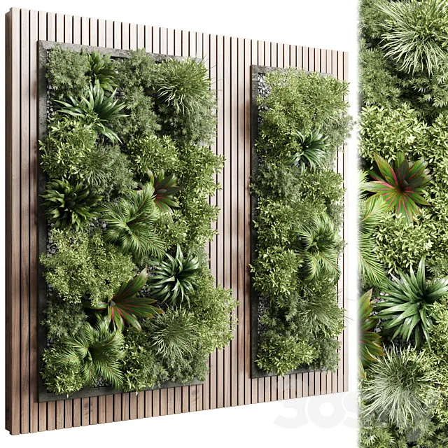 Wood frame Vertical graden wall decor box 24 3DModel