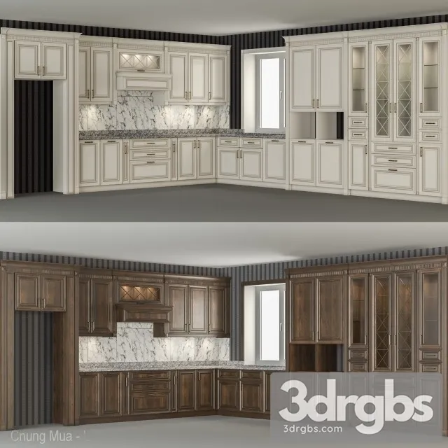 Wood Kitchen Wardrobe 3D Model Free