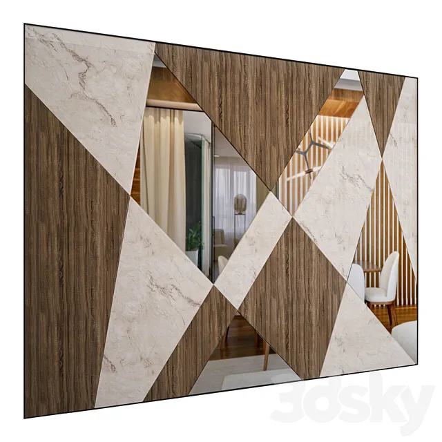 Wood & Marble Wall Decor 3DModel