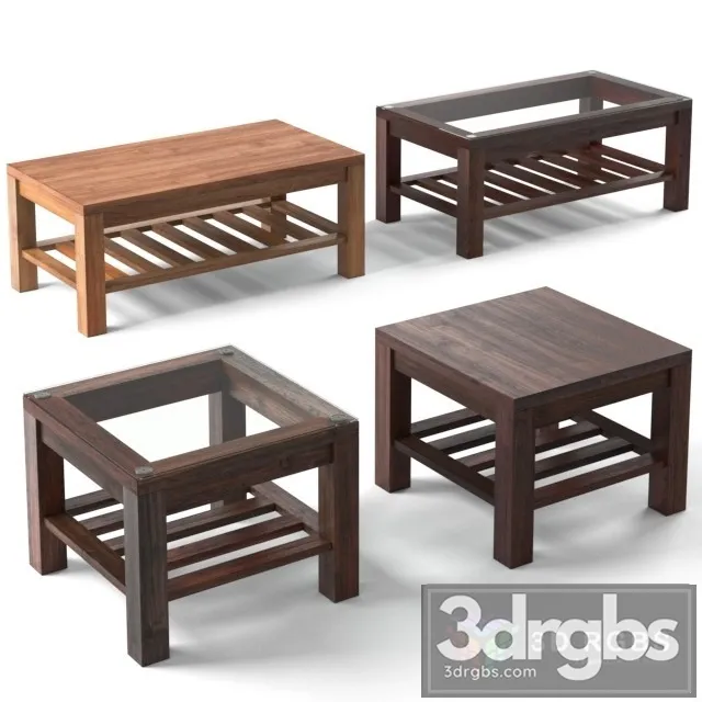 Wood Oak Coffee Table 3D Model Free