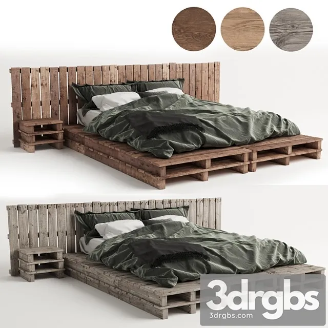 Wood pallet bed 2 3D Model Free