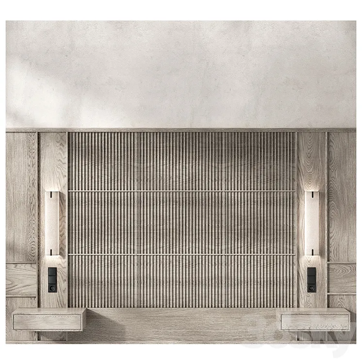 wood panel headboard 3D Model Free
