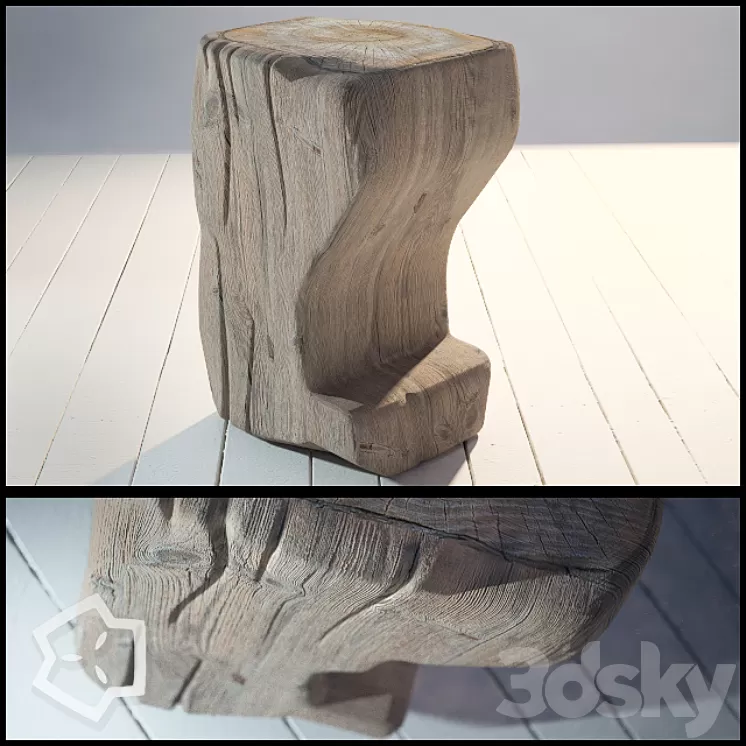 Wood pouf by me 3D Model
