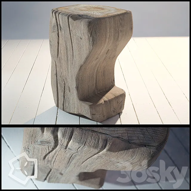 Wood pouf by me 3D Model