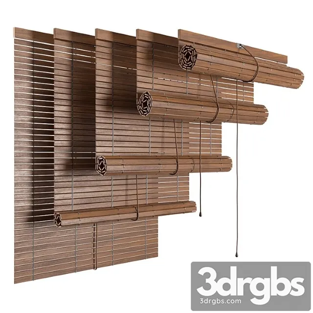 Wood Roller Blind 3D Model Free