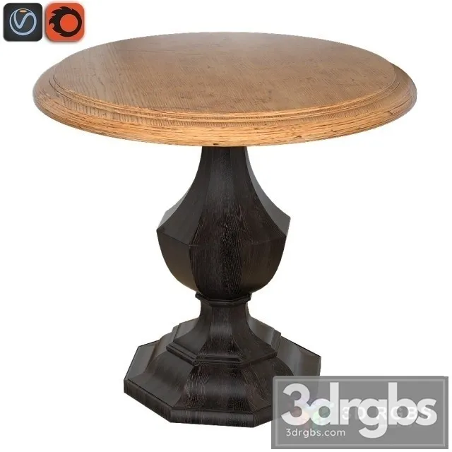 Wood Round Accent Table 3D Model Download
