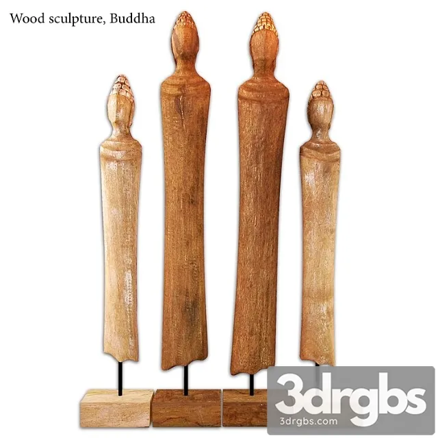 Wood sculpture buddha 3D Model Free