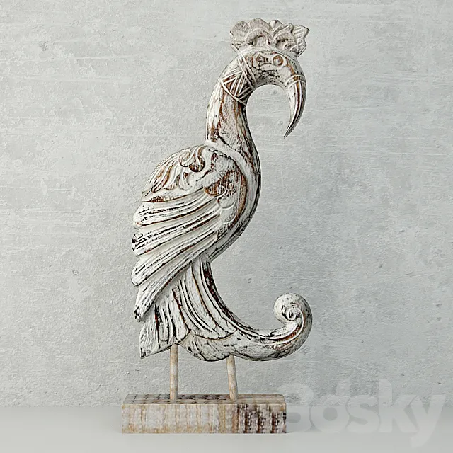 Wood sculpture 'Noble Cendrawasih' 3D Model