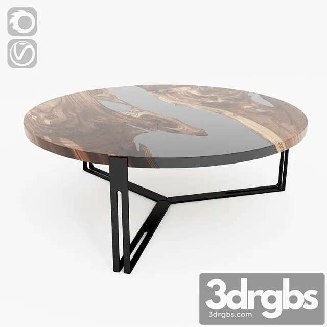 Wood slab table 2 3D Model Free