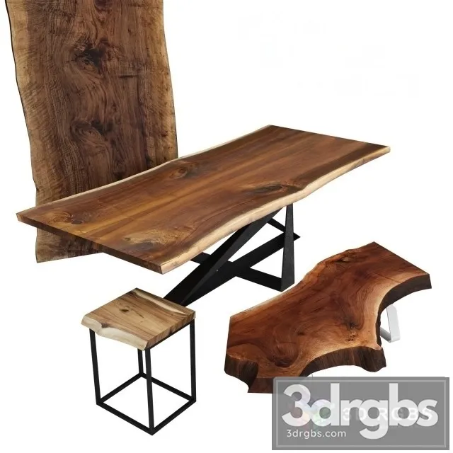 Wood Slabs Table 2 3D Model Free