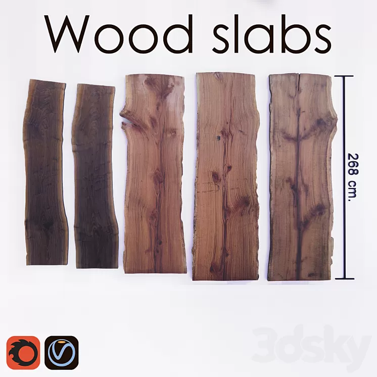 Wood slabs tables 3D Model