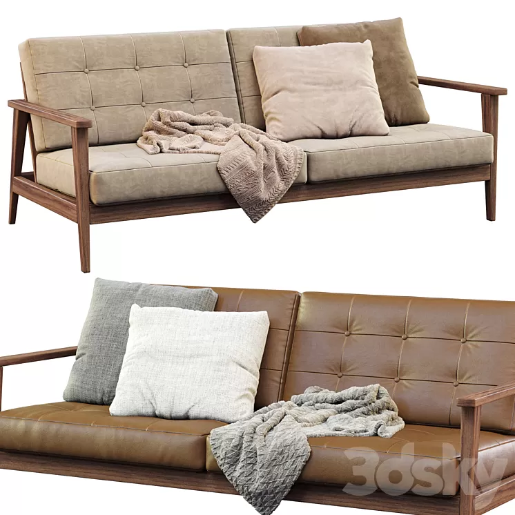 Wood Sofa 3D Model Free