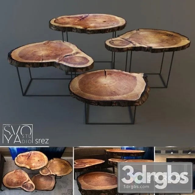 Wood Srez Table 3D Model Free