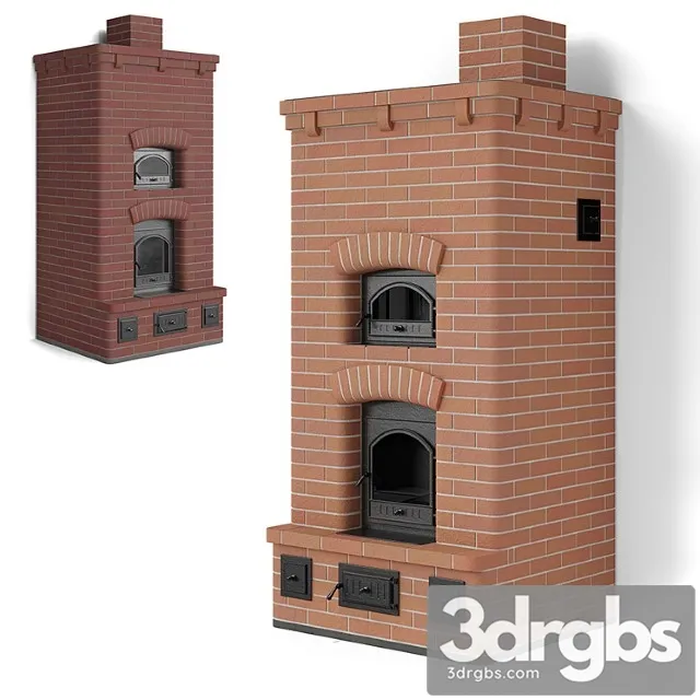 Wood Stove Fireplace Stove Brick With Bread Chamber 3D Model Free