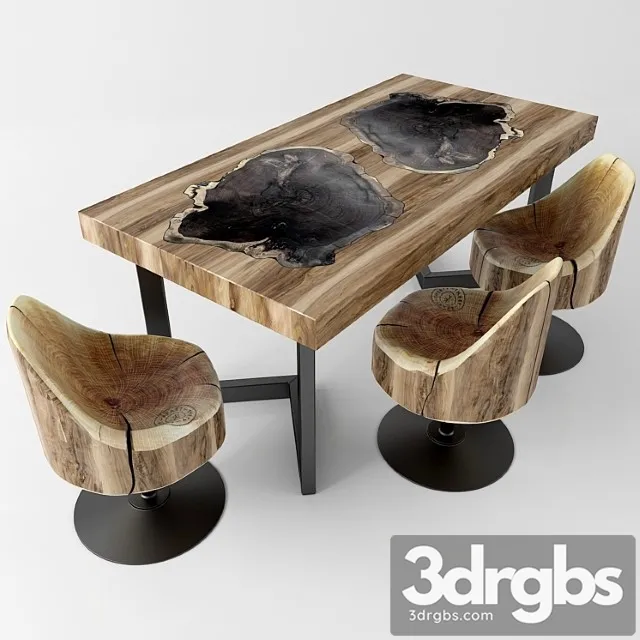 Wood table 2 3D Model Free