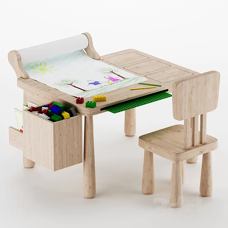 Wood & Tidy Activity Table 3D Model
