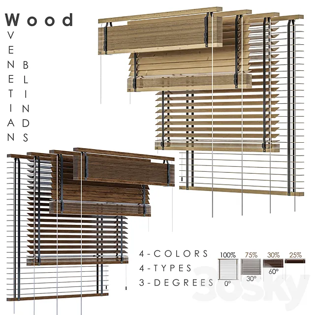 WOOD Venetian Blind 1150 in 45 mm 3D Model