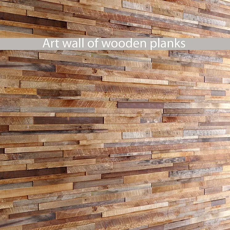wood wall art wall decor wood panel slats boards wood mosaic 3D Model