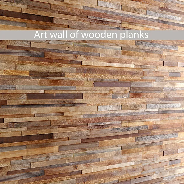 wood wall art. wall decor. wood panel. slats. boards. wood mosaic 3DModel