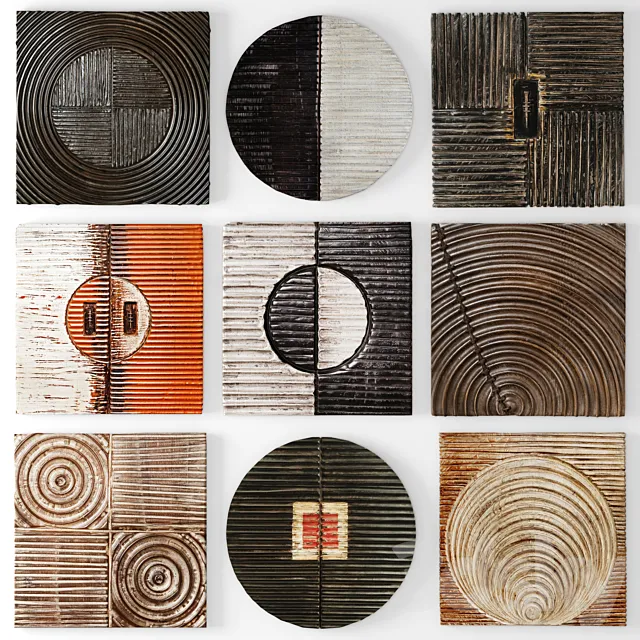 Wood Wall Sculpture by Kipley Meyer picture wooden picture wall decor wood carving abstraction set circle carved wall decor eco design 3D Model