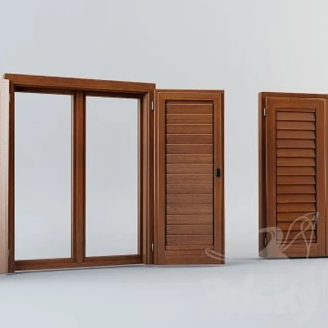 Wood window&shutters 3D Model