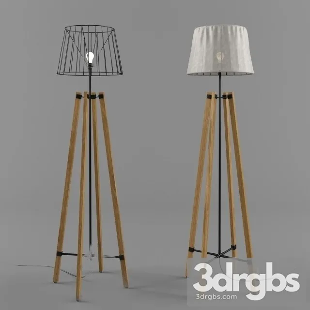 Wood Wire Floor Lamp 3D Model Free