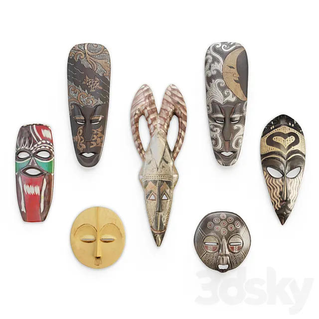 Wooden african mask 3D Model