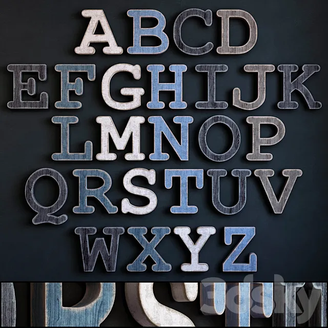 Wooden alphabet 3D Model