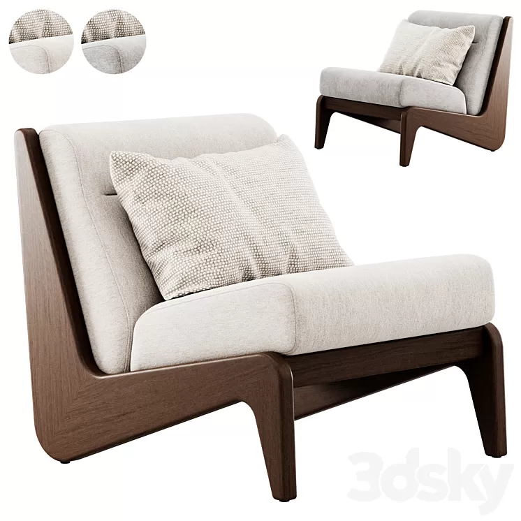 Wooden armchair Fletcher by Soho Home 3D Model Free