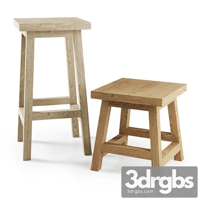 Wooden Bar Stool With Stool Everyday Bar Stool 3D Model Free