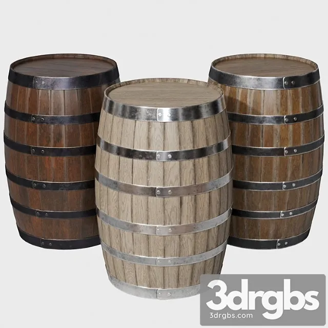 Wooden barrels 3D Model Free