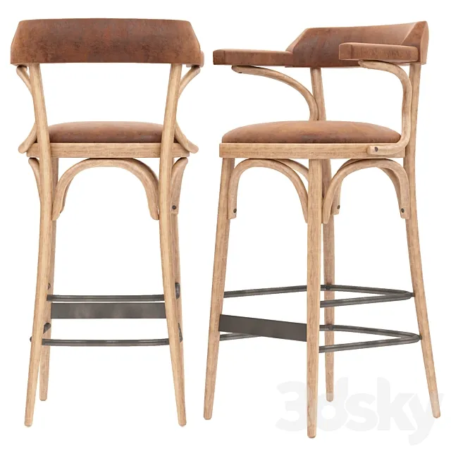 Wooden barstool 3DModel