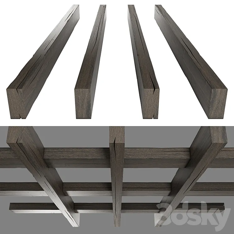 Wooden beams 4 3D Model Free