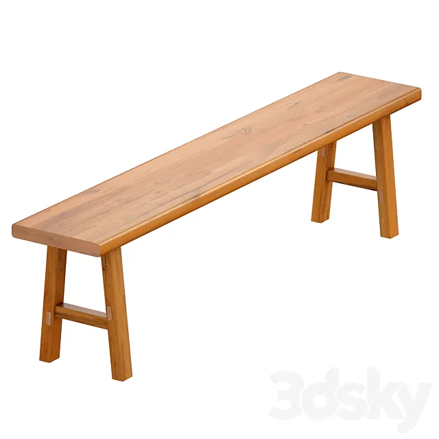 Wooden bench. Bench shop. 3D Model