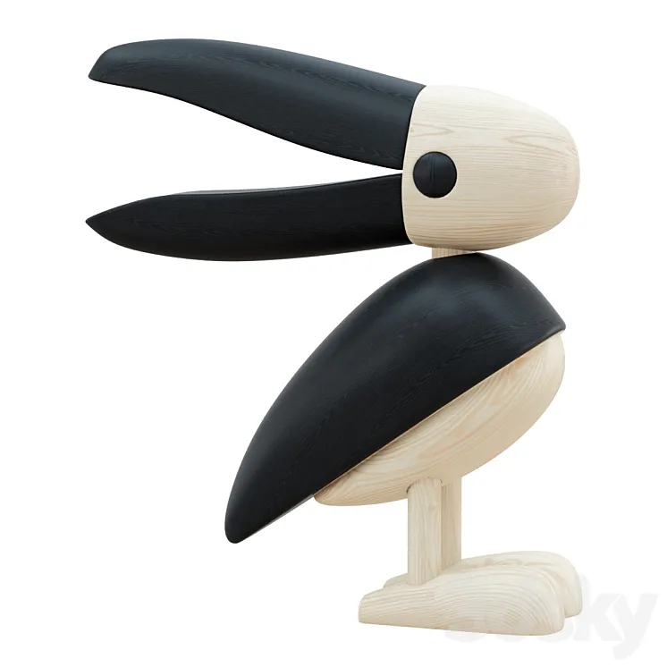 Wooden Bird Figurine 3D Model Free