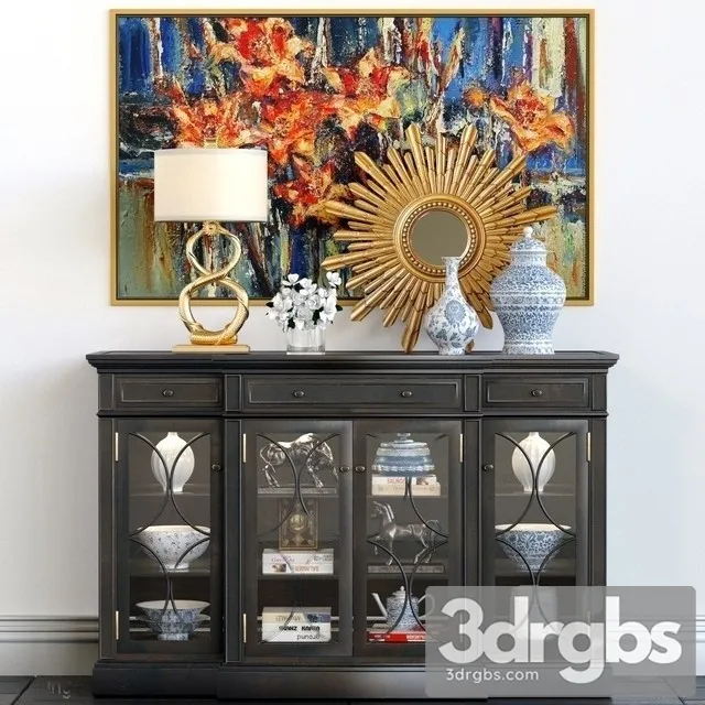 Wooden Black Sideboard 3D Model Free
