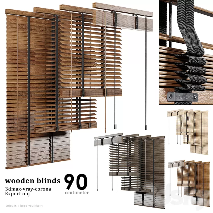 Wooden Blind 02 90cm 3D Model