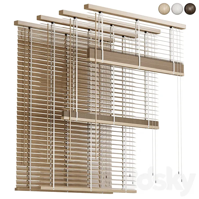 Wooden blinds 02 Folding wooden blinds 3D Model