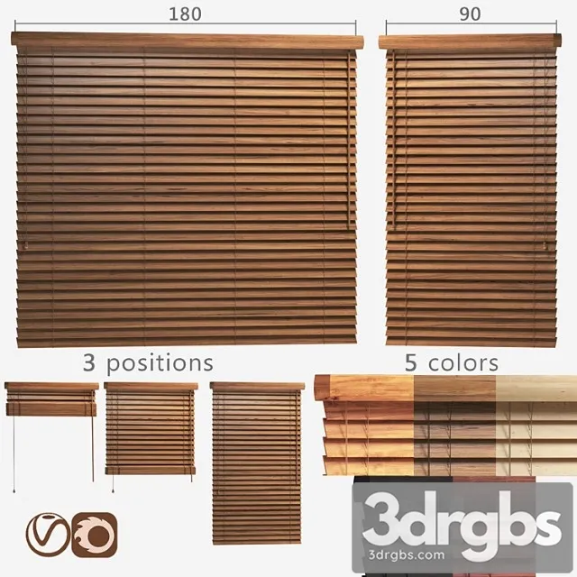 Wooden blinds 50mm 2 options of width 90 and 180cm 3D Model Free