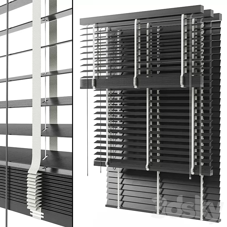 Wooden blinds Set 04 3D Model Free