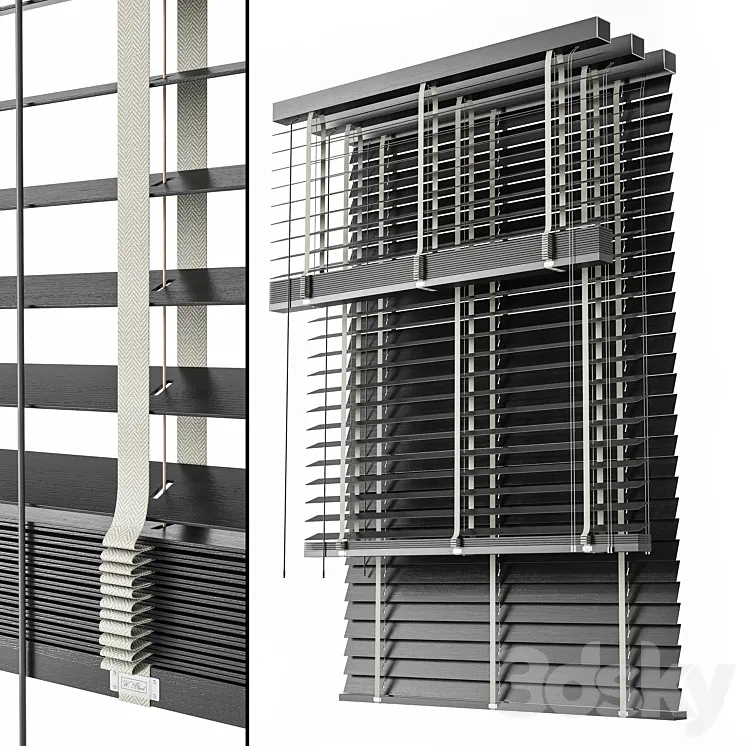 Wooden Blinds Set 09 3D Model Free