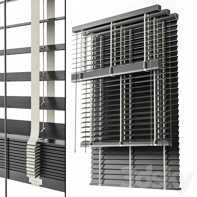 Wooden Blinds Set 09 3D Model