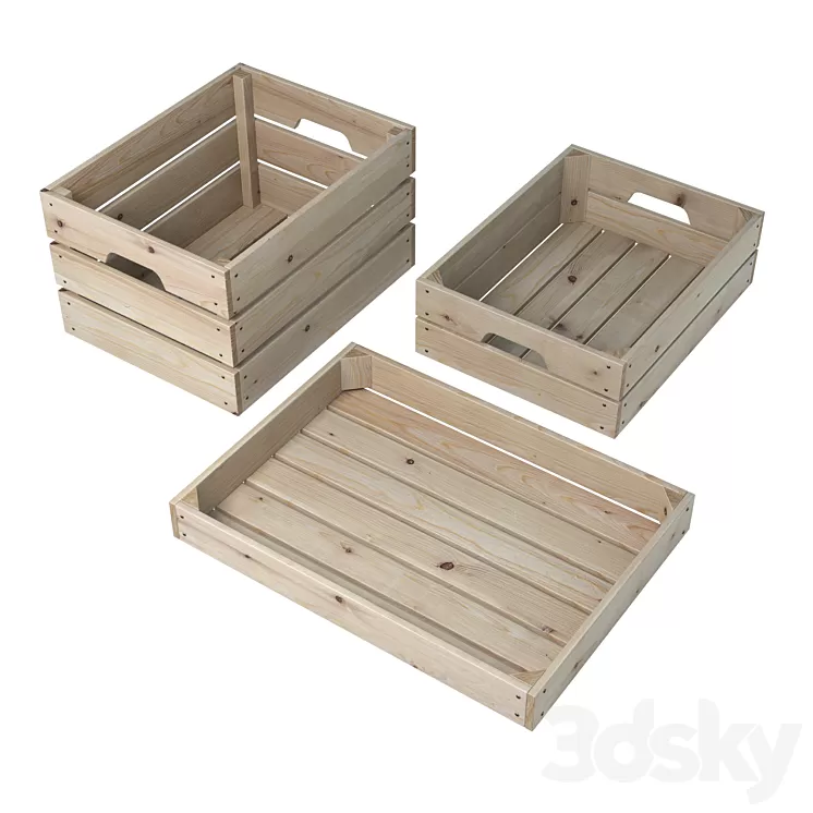 Wooden boxes (3 pcs.) 3D Model