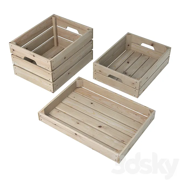 Wooden boxes (3 pcs.) 3DModel