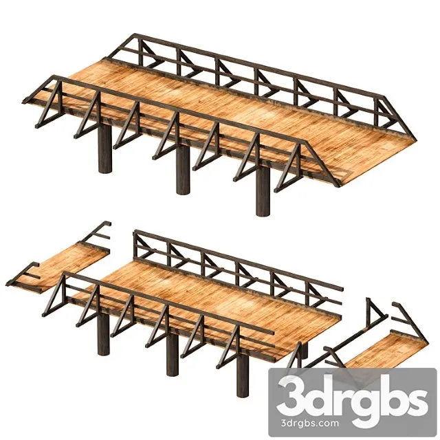 Wooden bridge over the river constructor Free Download