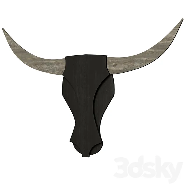 Wooden bull head (wall decor) 3DModel